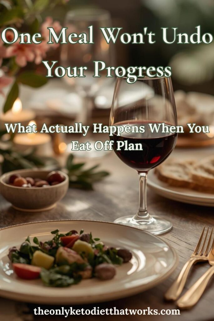 Mediterranean dinner table with wine, olives and bread representing an off-plan meal on keto Mediterranean diet — article explaining whether cheating on keto causes inflammation to come back and how to recover quickly.