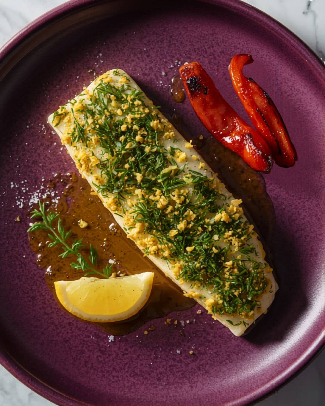 Recipe 6: Herb-Crusted Sea Bass with Roasted Peppers — keto Mediterranean air fryer dinner with herb-crusted white fish and charred bell peppers